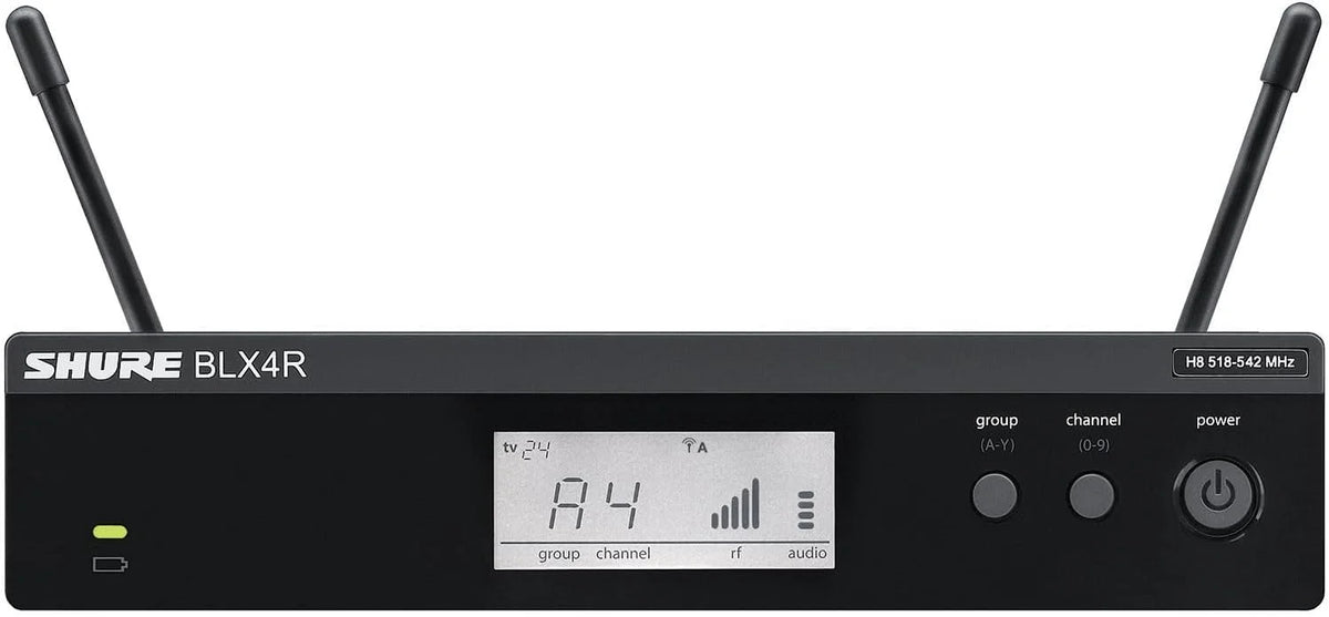 Shure BLX14R UHF Wireless System - Perfect for Guitar and Bass with 1/4 Jack - 14-Hour Battery Life, 300 ft Range | Includes 1/4" Jack Instrument Cable & Single Channel Rack Mount Receiver | H8 Band