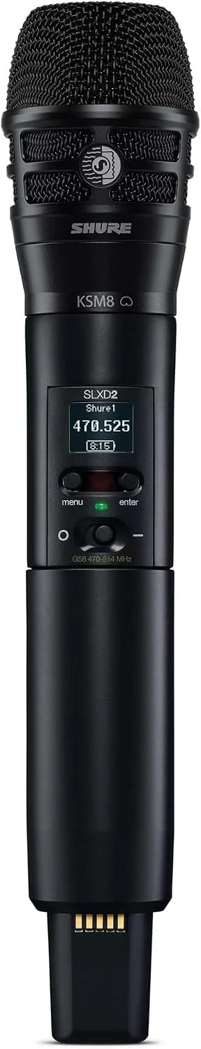 Shure SLXD2/K8B Handheld Transmitter with KSM8 Black Vocal Mic Capsule - for use with SLX-D Digital Wireless Microphone Systems, Receiver Sold Separately | J52 Band (SLXD2/K8B=-J52)