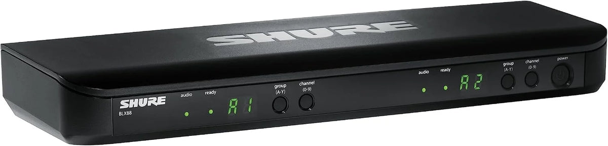 Shure BLX1288/P31 Dual-Channel Wireless Audio Kit, H11 Band (572–596 MHz) – BLX88 Receiver, PG58 Handheld & PGA31 Headset Mics – Up to 14 Hr Battery, 300 ft Range