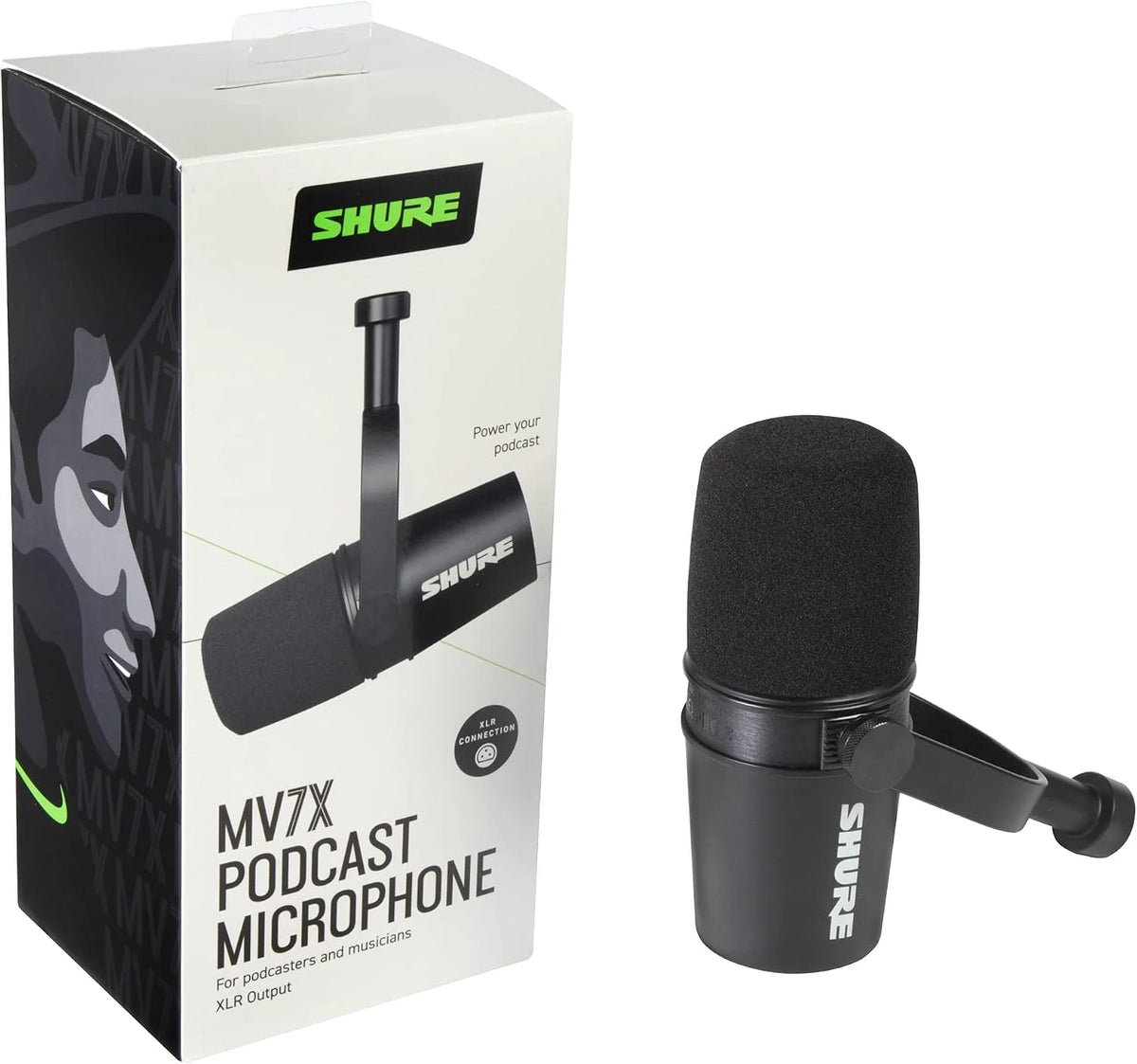 Shure MV7X XLR Dynamic Podcast & Recording Microphone - Black