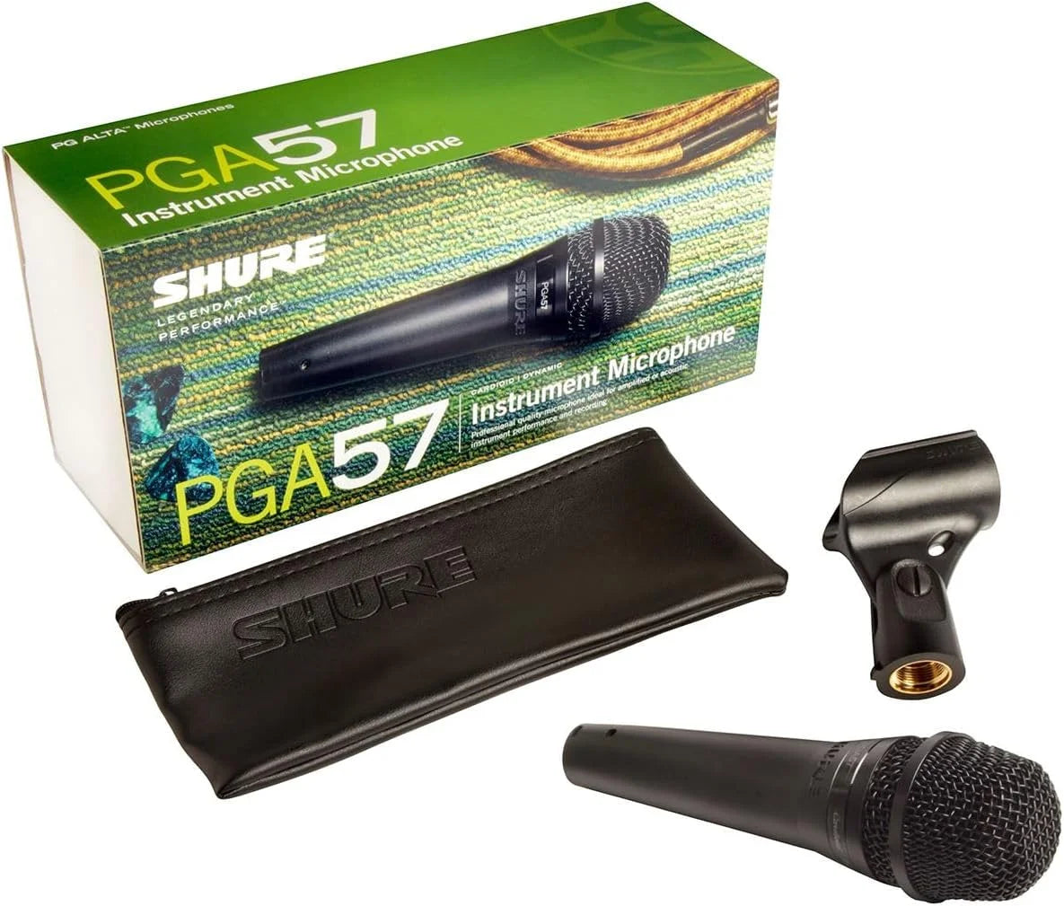 Shure PGA57 Dynamic Microphone - Professional Quality Instrument Mic with Cardioid Pick-up Pattern, 3-in XLR Connector, Stand Adapter and Zipper Pouch, No Cable (PGA57-LC)