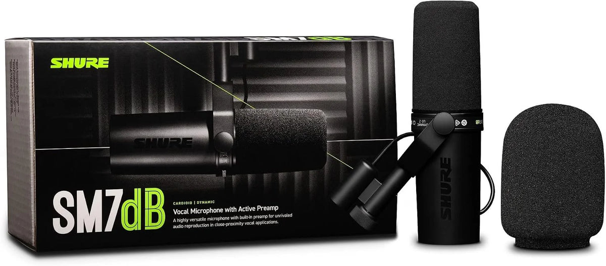 Shure SM7dB Dynamic Vocal Mic with Preamp for Streaming - Black