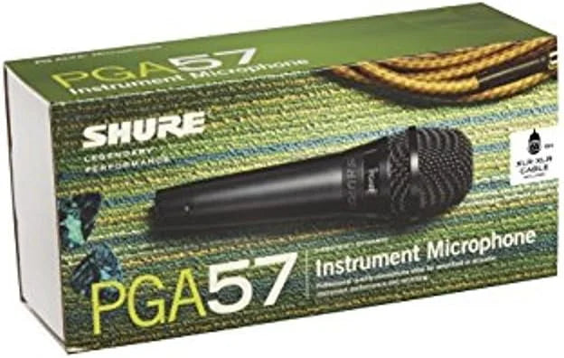 Shure PGA57 Dynamic Microphone - Professional Quality Instrument Mic with Cardioid Pick-up Pattern, 3-in XLR Connector, 15' XLR-to-XLR Cable, Stand Adapter and Zipper Pouch, (PGA57-XLR)