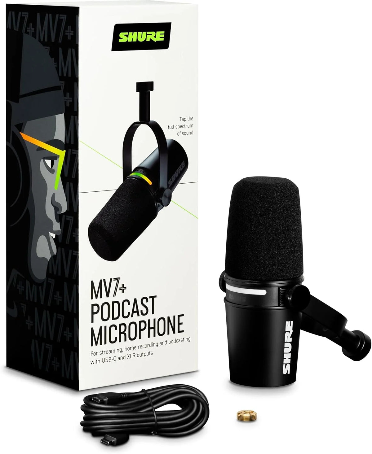 Shure MV7+ USB-C & XLR Podcast Dynamic Microphone - Black