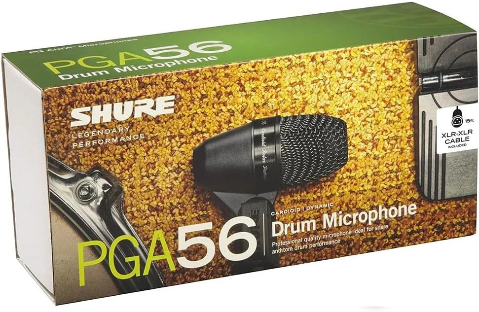 Shure PGA56 Dynamic Microphone - with Cardioid Pick-up Pattern, Swivel-Mount Dynamic Snare/Tom Microphone with AP56DM Drum Mount (PGA56-XLR)