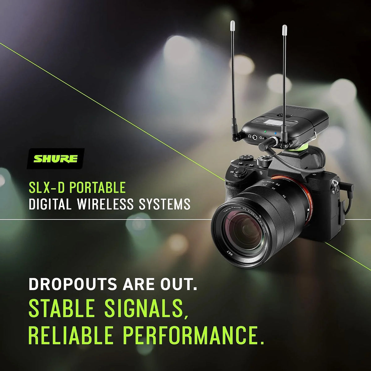 Shure SLXD15 Portable Digital Wireless Bodypack System with SLXD1 Bodypack Transmitter and SLXD5 Single-Channel Portable Receiver - Microphone/Instrument Cable Sold Separately | H55 Band (SLXD15-H55)
