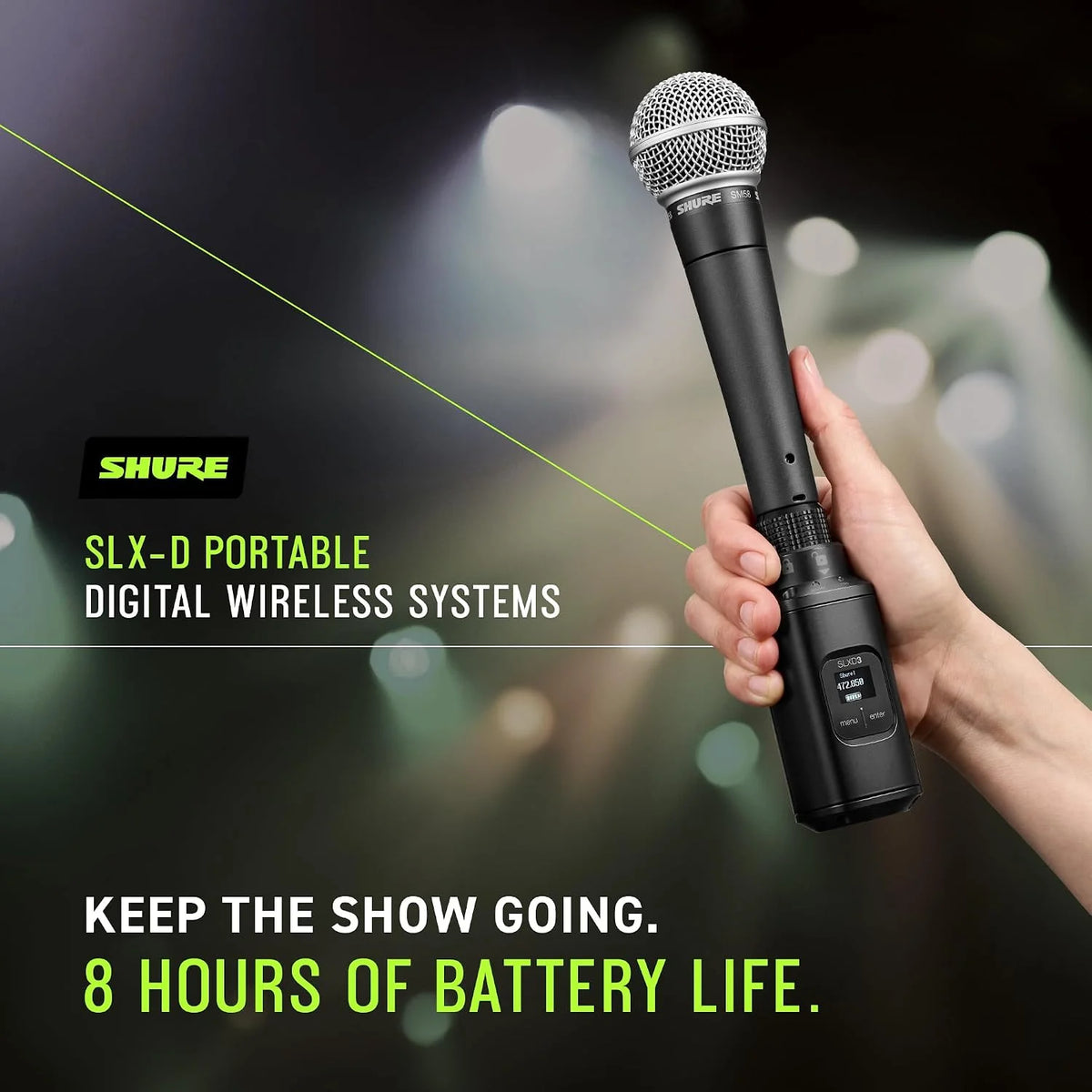 Shure SLXD15 Portable Digital Wireless Bodypack System with SLXD1 Bodypack Transmitter and SLXD5 Single-Channel Portable Receiver - Microphone/Instrument Cable Sold Separately | H55 Band (SLXD15-H55)