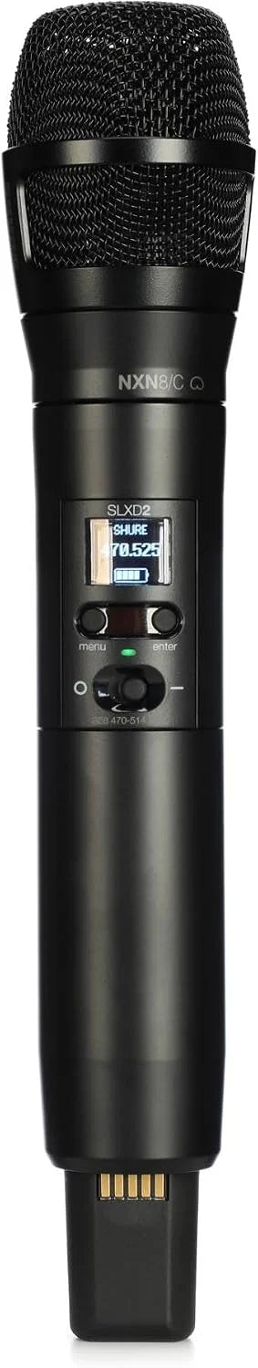 Shure SLXD2/N8CB Handheld Transmitter with Nexadyne 8/C Black Cardioid Vocal Mic Capsule - for use with SLX-D Digital Wireless Microphone Systems, Receiver Sold Separately | G58 Band (SLXD2/N8CB=-G58)