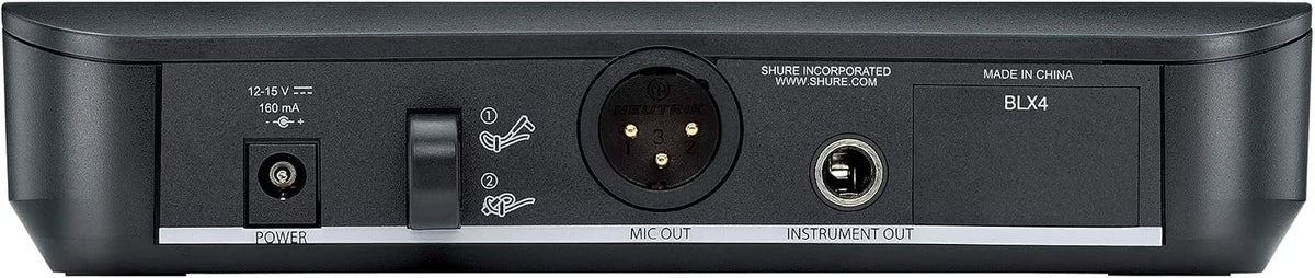 Shure BLX4 Wireless Receiver H11 Band (572–596 MHz) – Single-Channel BLX Series Receiver, QuickScan Frequency Selection, XLR & 1/4" Outputs, Up to 300 ft Range