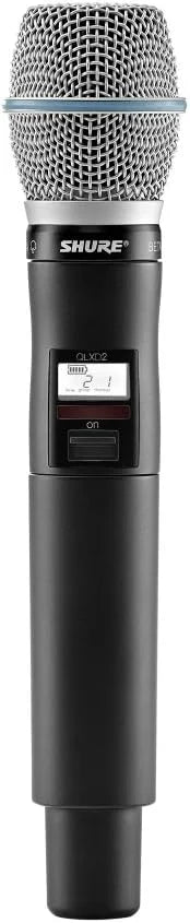 Shure QLXD2/B87A Handheld Transmitter with BETA 87A Vocal Mic Capsule - for use with QLX-D Digital Wireless Microphone Systems, Receiver Sold Separately | V50 Band (QLXD2/B87A=-V50)