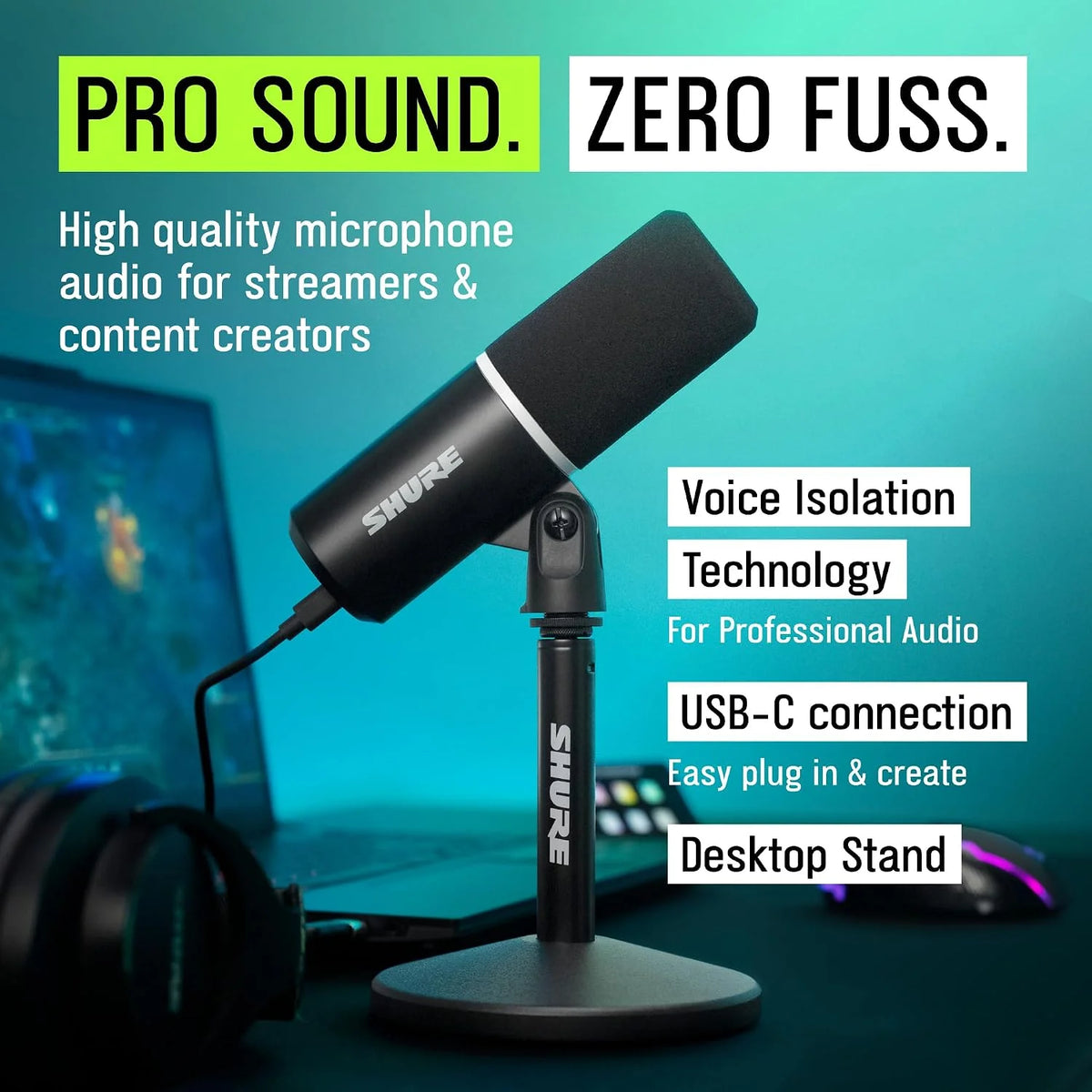 Shure MV6 USB Microphone for Gaming, Streaming & Recording (Gen 2, Black)