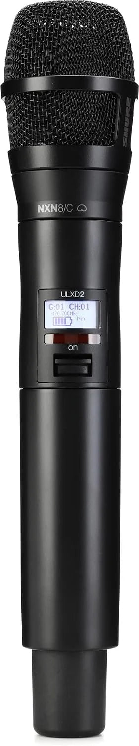 Shure ULXD2/N8CB Handheld Transmitter with Nexadyne 8/C Black Cardioid Vocal Mic Capsule - for use with ULX-D Digital Wireless Microphone Systems, Receiver Sold Separately | G50 Band (ULXD2/N8CB=-G50)