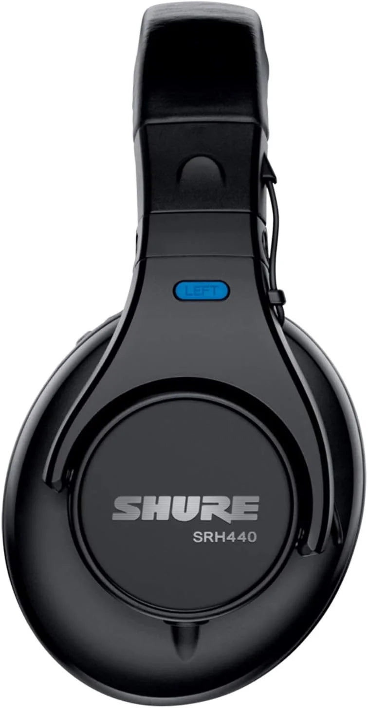 Shure SRH440 Professional Studio Headphones, Enhanced Frequency Response and Extended Range for Home and Studio Recording, with Detachable Coiled Cable, Carrying Bag and 1/4" Adapter (SRH440)