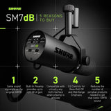 Shure SM7dB Dynamic Vocal Mic with Preamp for Streaming - Black