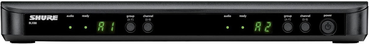 Shure BLX288/B58 Dual-Channel Wireless Audio System H11 Band (572–596 MHz) – BLX88 Receiver, (2) BLX2 Transmitters with Beta 58A Mic, Up to 14 Hr Battery, 300 ft Range