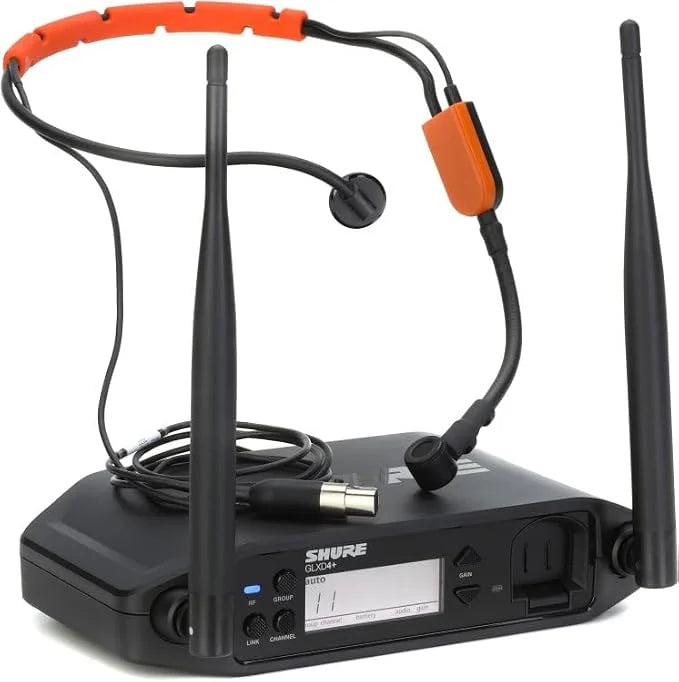 Shure GLXD14+/SM31 Dual Band Digital Wireless Microphone System for Fitness and Aerobics - 12-Hour Battery Life, 100 ft Range | SM31FH Fitness Headset Mic, Single Channel Receiver (GLXD14+/SM31-Z3)