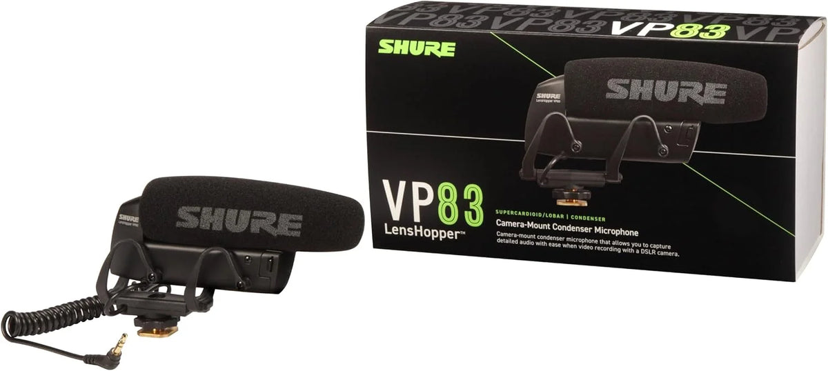 Shure VP83 LensHopper Camera-Mounted Condenser Shotgun Microphone for use with DSLR Cameras and HD Camcorders - Capture Detailed, High Definition Audio with Full Low-end Response