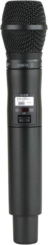 Shure ULXD2/SM87 Handheld Transmitter with SM87 Vocal Mic Capsule - for use with ULX-D Digital Wireless Microphone Systems, Receiver Sold Separately | H50 Band (ULXD2/SM87=-H50)