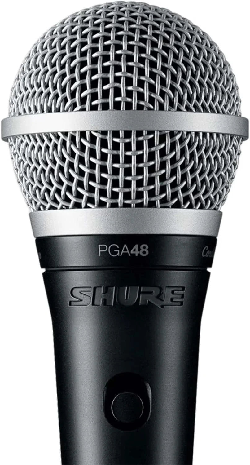 Shure PGA48 Dynamic Microphone - Handheld Mic for Vocals with Cardioid Pick-up Pattern, Discrete On/Off Switch, 3-pin XLR Connector, 15' XLR-to-QTR Cable, Stand Adapter and Zipper Pouch (PGA48-QTR)
