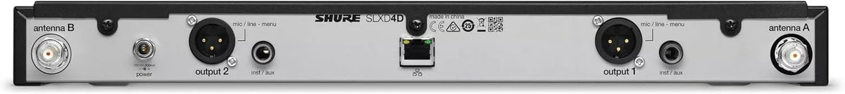 Shure SLXD24D/N8CB Dual Channel Wireless Microphone System - Includes Two SLXD2 Handheld Transmitters with Nexadyne 8/S Vocal Mic Capsules, SLXD4D Rack Mount Receiver | J52 Band (SLXD24D/N8SB-J52)