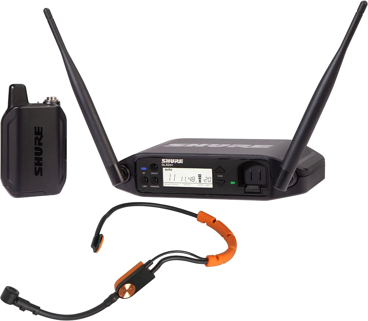 Shure GLXD14+/SM31 Dual Band Digital Wireless Microphone System for Fitness and Aerobics - 12-Hour Battery Life, 100 ft Range | SM31FH Fitness Headset Mic, Single Channel Receiver (GLXD14+/SM31-Z3)