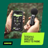 Shure MoveMic 88+ Wireless Video Microphone Kit for iPhone, Android & Cameras - Stereo Condenser Mic with 4 Polar Patterns, DSP Audio Controls & MoveMic Receiver, Black