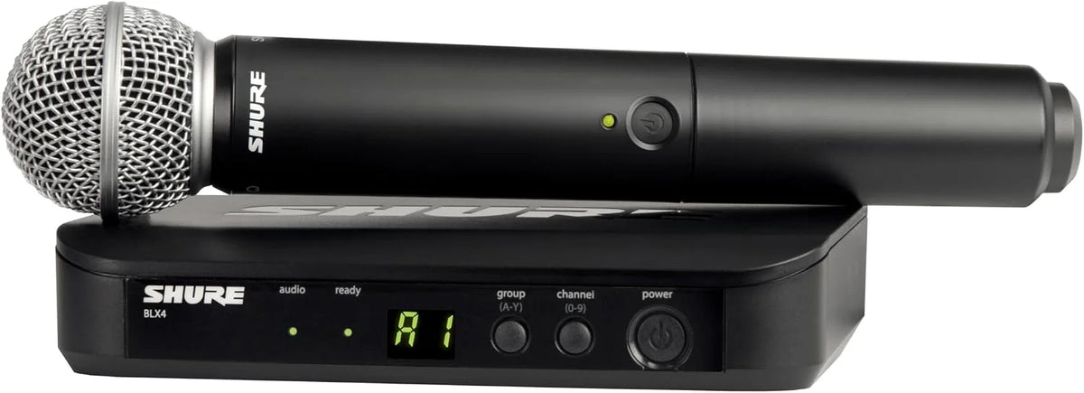 Shure BLX24/SM58 Wireless Microphone System - 14-Hour Battery Life, 300 ft Range, UHF | Includes SM58 Handheld Vocal Mic, Single Channel Receiver | H9 Band (BLX24/SM58-H9)