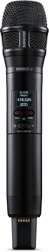 Shure SLXD24D/N8CB Dual Channel Wireless Microphone System - Includes Two SLXD2 Handheld Transmitters with Nexadyne 8/S Vocal Mic Capsules, SLXD4D Rack Mount Receiver | J52 Band (SLXD24D/N8SB-J52)