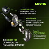 Shure AONIC 215 Wired Sound Isolating Earbuds, Clear Sound, Single Driver, Secure in-Ear Fit, Detachable Cable, Apple & Android Compatible, Black