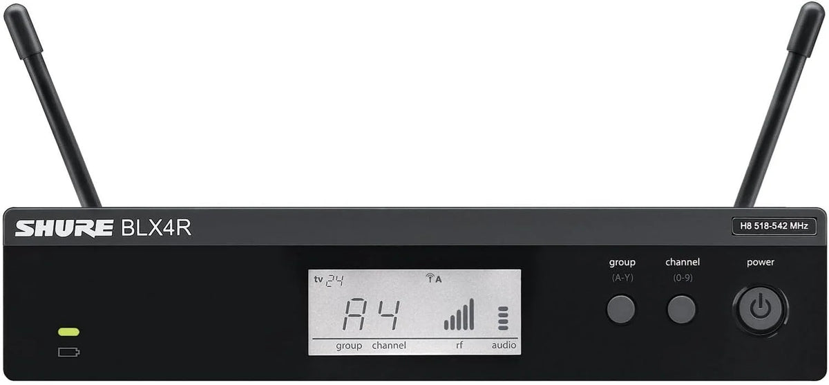 Shure BLX14R/W85M Rack-Mount Lavalier Audio System H11 Band (572–596 MHz) – BLX4R Receiver, BLX1 Bodypack & WL185m Cardioid Lavalier Mic, Up to 14 Hr Battery, 300 ft Range