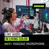 Shure MV7+ USB-C & XLR Podcast Dynamic Microphone - White