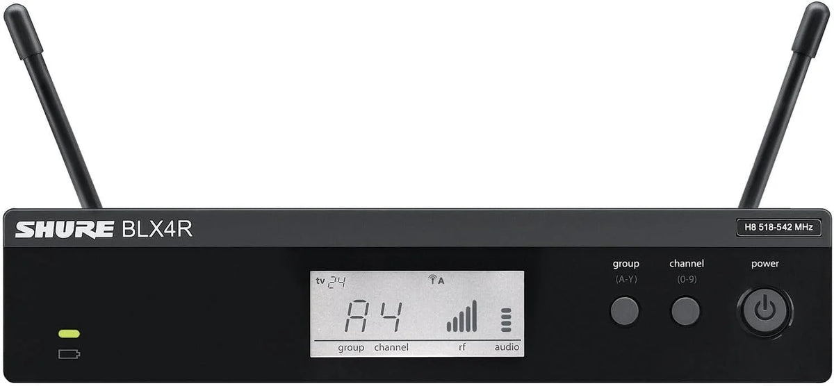 Shure BLX14R/B98 Rack-Mount Instrument Audio System J11 Band (596–620 MHz) – BLX4R Receiver, BLX1 Bodypack & BETA 98H/C Clip-On Mic for Brass, Woodwinds & Percussion, Up to 14 Hr Battery, 300 ft Range