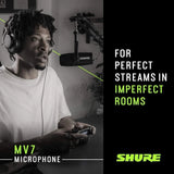 Shure MV7 USB Podcast Microphone for Podcasting, Recording, Live Streaming & Gaming, Built-in Headphone Output, All Metal USB/XLR Dynamic Mic, Voice-Isolating Technology, TeamSpeak Certified - Black