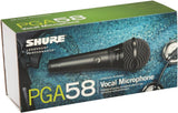 Shure PGA58 Dynamic Microphone - Handheld Mic for Vocals with Cardioid Pick-up Pattern, Discrete On/Off Switch, Stand Adapter and Zipper Pouch, No Cable (PGA58-LC)