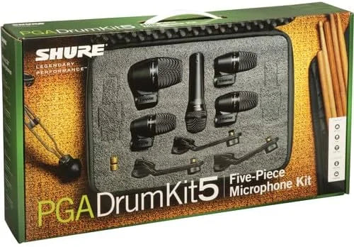 Shure PG ALTA 5-Piece Drum Microphone Kit for Performing and Recording Drummers - Includes Mics, Mounts and Cables with Options for Kick Drum, Snare and Tom (PGADRUMKIT5)