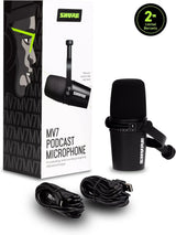 Shure MV7 USB Podcast Microphone for Podcasting, Recording, Live Streaming & Gaming, Built-in Headphone Output, All Metal USB/XLR Dynamic Mic, Voice-Isolating Technology, TeamSpeak Certified - Black