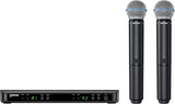 Shure BLX288/B58 Dual-Channel Wireless Audio System H11 Band (572–596 MHz) – BLX88 Receiver, (2) BLX2 Transmitters with Beta 58A Mic, Up to 14 Hr Battery, 300 ft Range