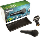 Shure PGA58 Dynamic Microphone - Handheld Mic for Vocals with Cardioid Pick-up Pattern, Discrete On/Off Switch, Stand Adapter and Zipper Pouch, No Cable (PGA58-LC)