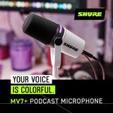 Shure MV7+ USB-C & XLR Podcast Dynamic Microphone - White