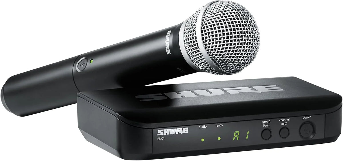 Shure BLX24/PG58 Wireless Microphone System - 14-Hour Battery Life, 300 ft Range, UHF | Includes PG58 Handheld Vocal Mic, Single Channel Receiver | H11 Band (BLX24/PG58-H11)