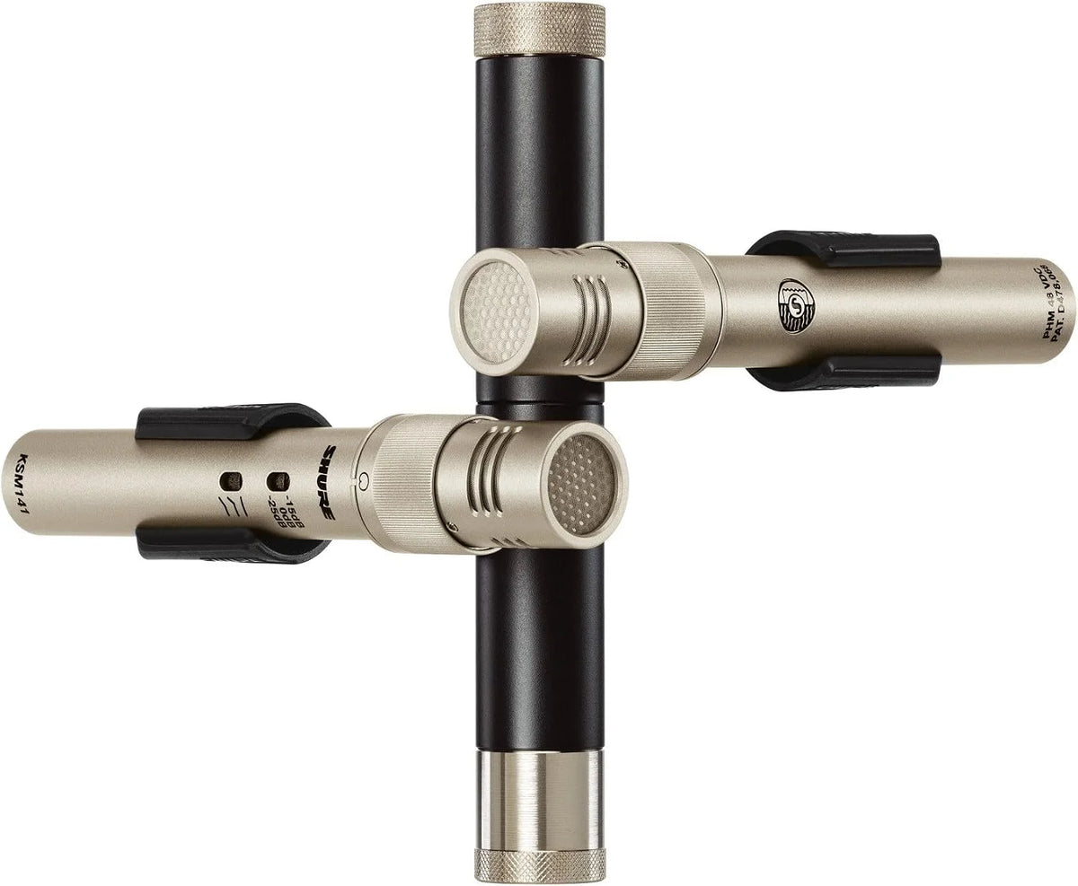 Shure KSM141/SL Stereo Pair with (2) KSM141, (2) Foam Windscreens, A27M Stereo Microphone Adapter and Carrying Case