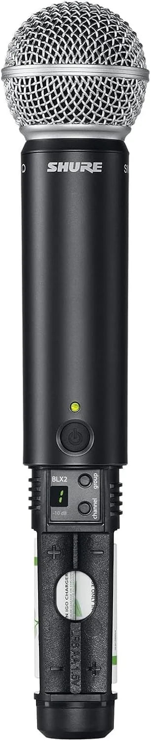 Shure BLX2/SM58 Handheld Wireless Transmitter H10 Band (542–572 MHz) – SM58 Cardioid Dynamic Capsule, Up to 14 Hr Battery, 300 ft Range, Compatible with BLX Receivers