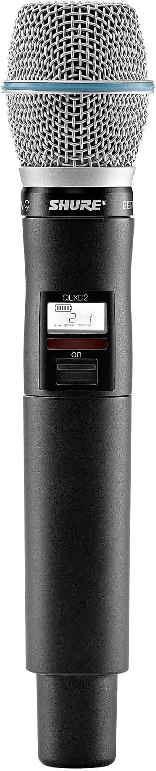 Shure QLXD2/B87C Handheld Transmitter with BETA 87C Vocal Mic Capsule - for use with QLX-D Digital Wireless Microphone Systems, Receiver Sold Separately | J50A Band (QLXD2/B87C=-J50A)