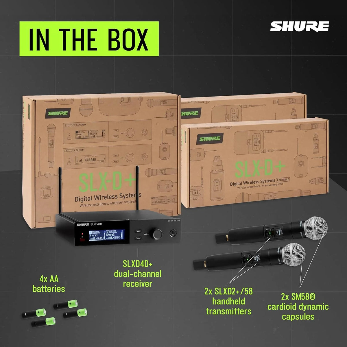 Shure SLXD24D+ Dual Wireless System with SM58 Capsule - G57 Band
